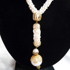 Mid Century Pendant Crocheted Tassel Necklace Art